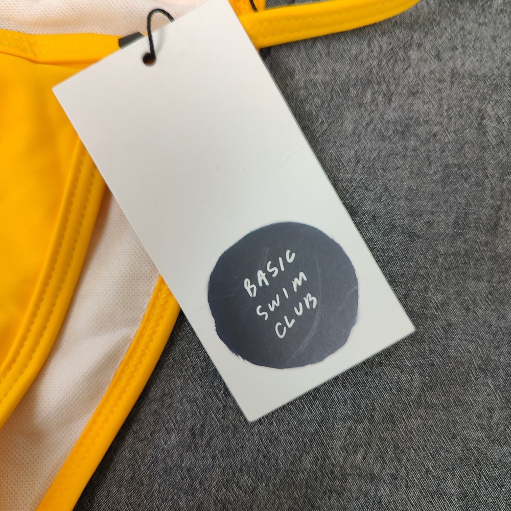 Basic Swim Bikini Set Womens Medium Yellow Triangle High Cut La Premiere NEW - Picture 6 of 7